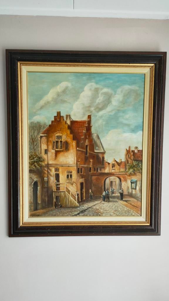 Mooi Schilderij  105 cmx 90 cm, Antiek en Kunst, Kunst | Schilderijen | Klassiek, Ophalen