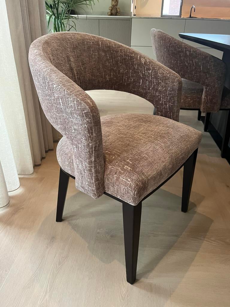6 Macazz eettafel stoelen model Saba dc (of ruilen), Huis en Inrichting, Stoelen, Ophalen, Overige kleuren, Hotel chique, Stof