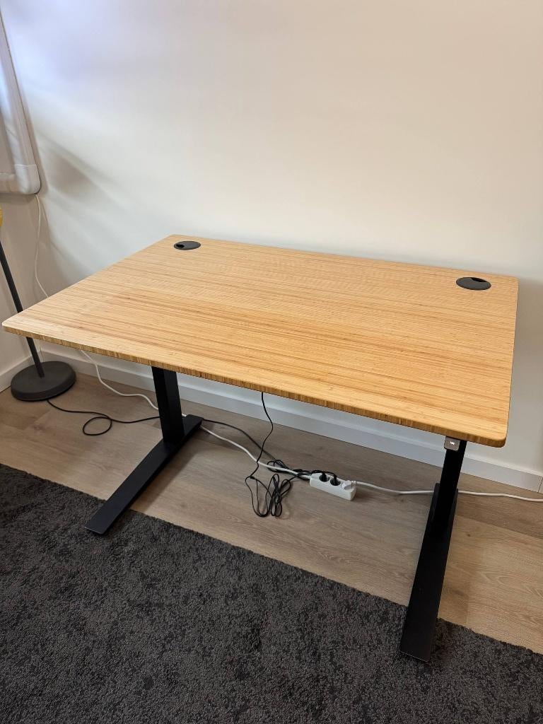 Fully Jarvis Bamboe Zit-Sta Bureau | 12080 cm, Huis en Inrichting, Bureaus, Ophalen, Hout, Zo goed als nieuw, Overige merken