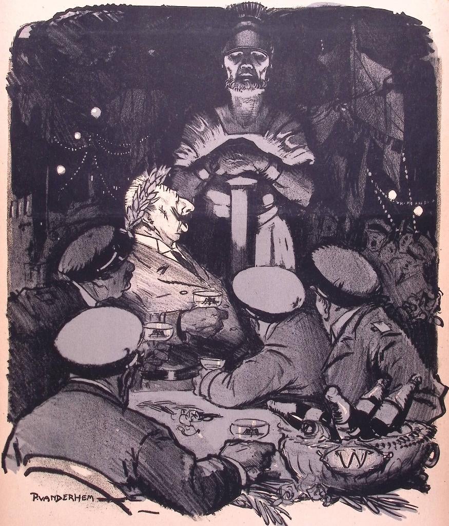 Spotprent over Wilhelm en gefaalde Duitse militaire operatie, Antiek en Kunst, Kunst | Litho's en Zeefdrukken, Ophalen