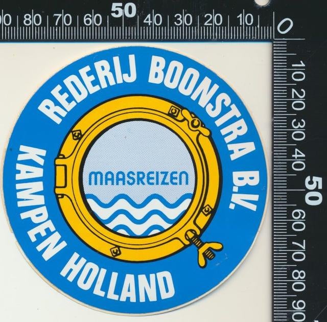 Sticker: Rederij Boonstra - Maasreizen - Kampen (1), Ophalen of Verzenden, Zo goed als nieuw, Bedrijf of Vereniging