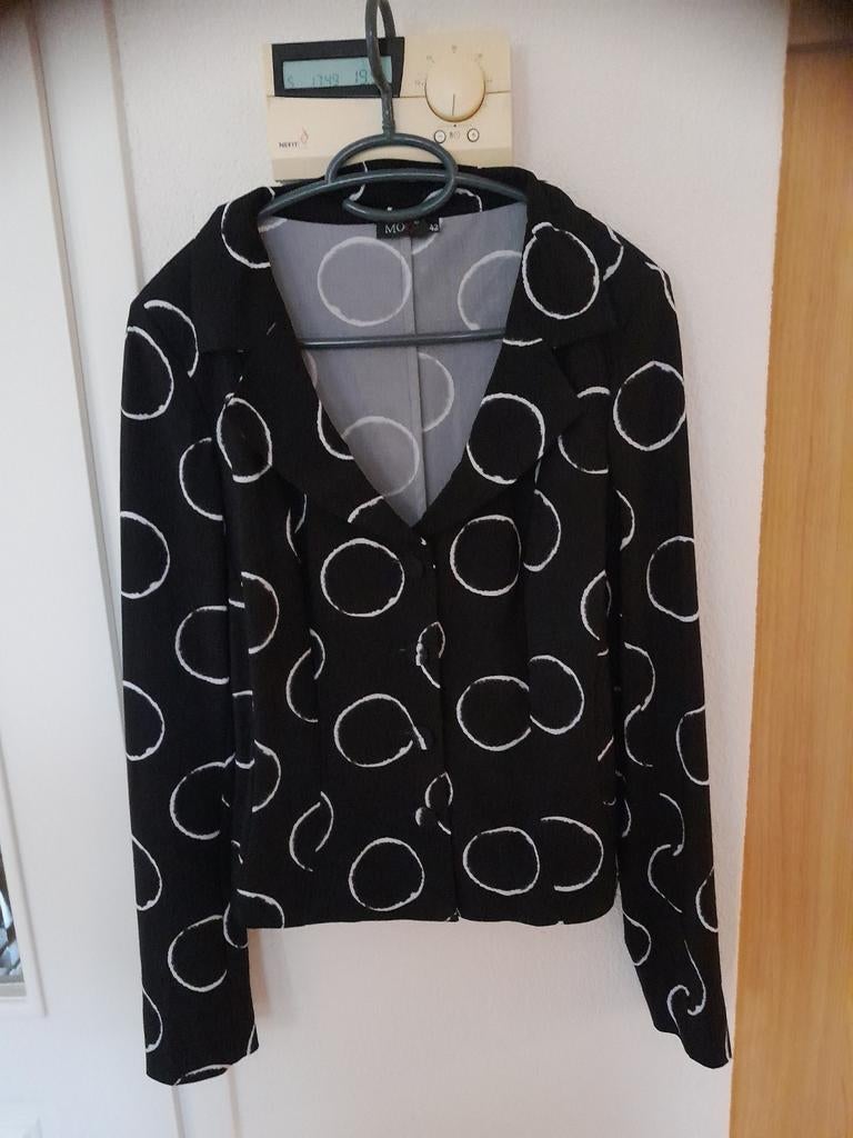 Blazer jasje van Moq maat 42 travelstof zwart wit., Verzenden, Zwart, Maat 42/44 (L), Moq