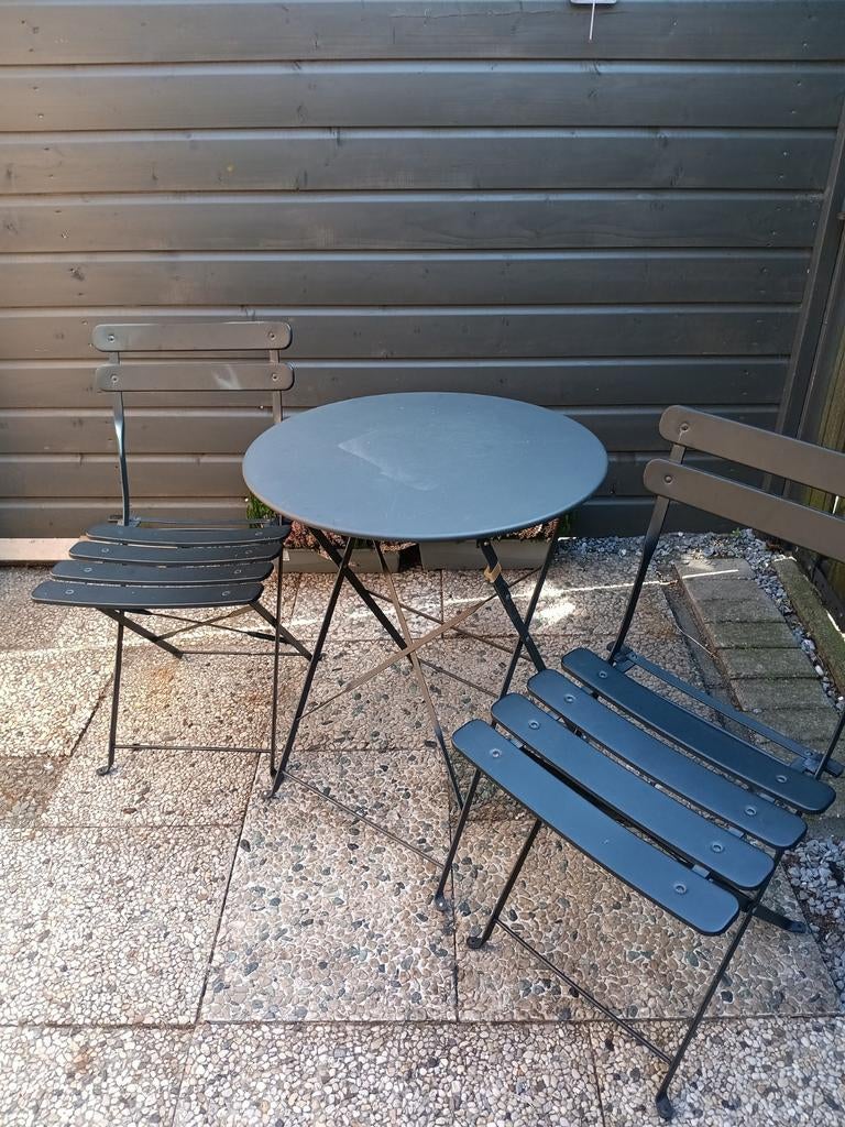 Tuinsetje met ronde tafel en twee stoelen, Ophalen of Verzenden