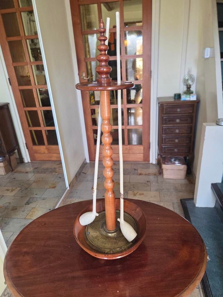 Vintage houten pijpen set met standaard, Antiek en Kunst, Ophalen of Verzenden