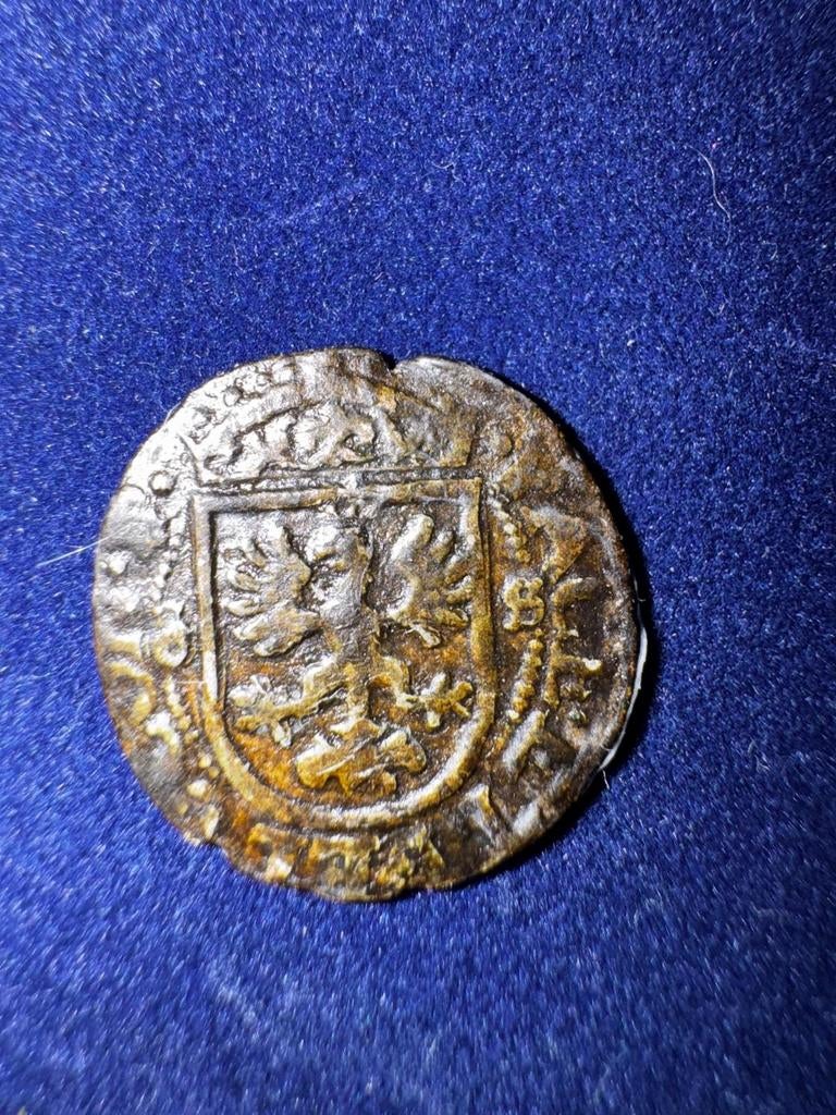 Zeldzame halve  biljoen stuiver Deventer 1598 metaaldetector, Ophalen of Verzenden, Vóór koninkrijk, Overige waardes, Losse munt