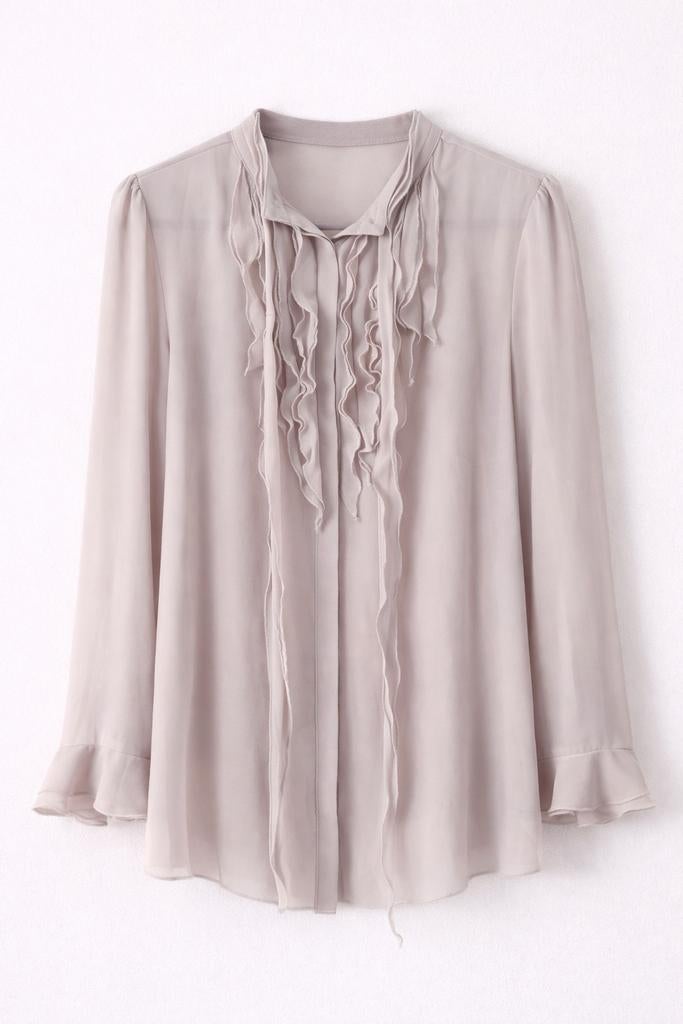 Prachtige Stile Benetton Blouse met Ruches, Stile benetton, Ophalen of Verzenden, Zo goed als nieuw, Maat 38/40 (M)