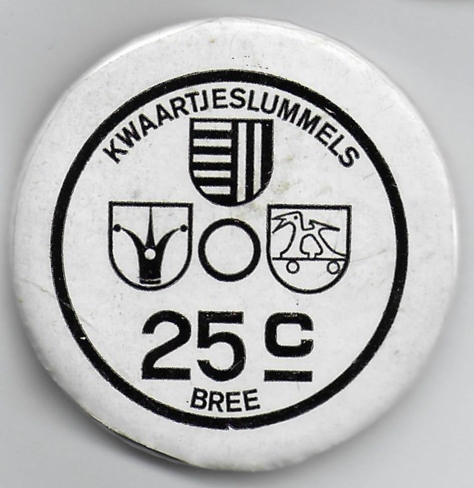 Button C.V. De Kwaartjeslummels | Bree, Ophalen of Verzenden, Gebruikt, Overige onderwerpen, Button