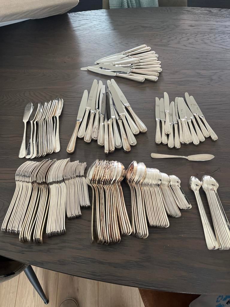 Sola bestek set, bijna volledig, verzilverd, Antiek en Kunst, Ophalen of Verzenden