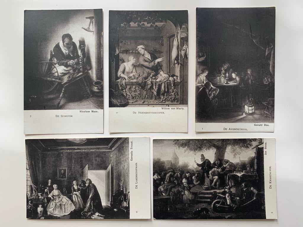 5 ansichtkaarten ambachten schilderijen Hollandse meesters, Ophalen of Verzenden, Ongelopen, Noord-Holland