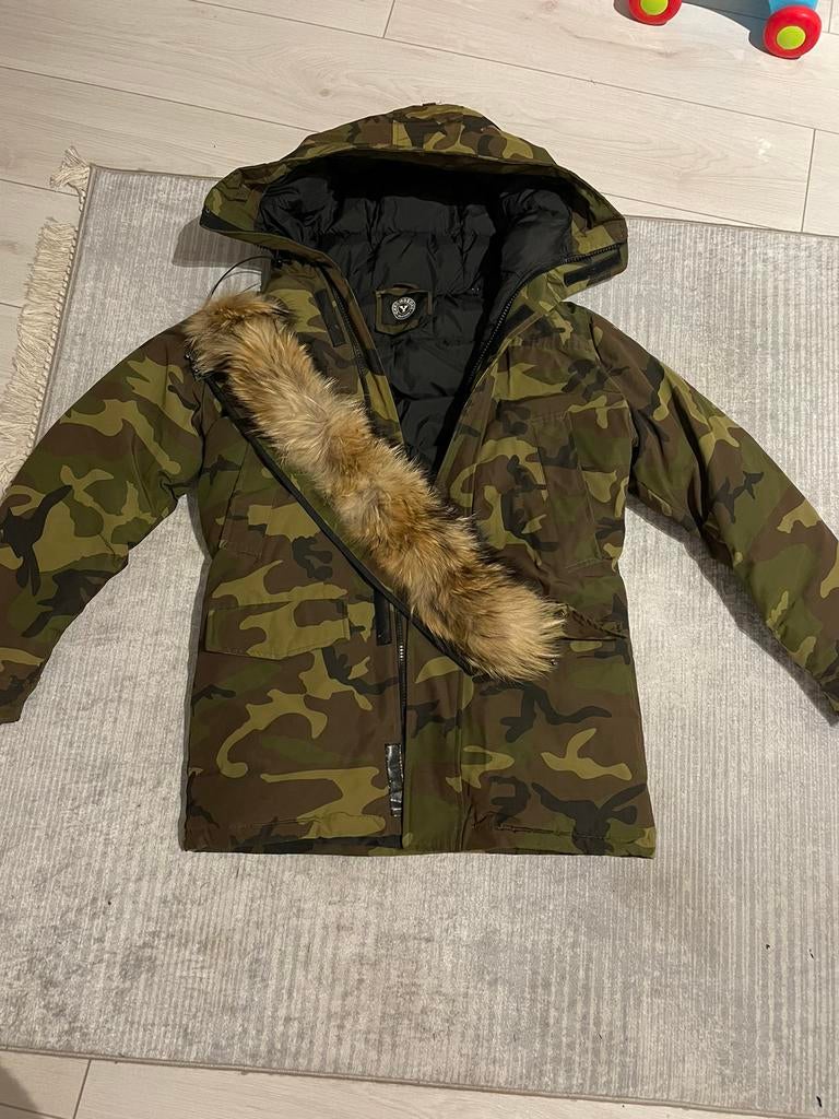 Heren winterjas met echt bont!, Kleding | Heren, Ophalen of Verzenden, Zo goed als nieuw, Zwart