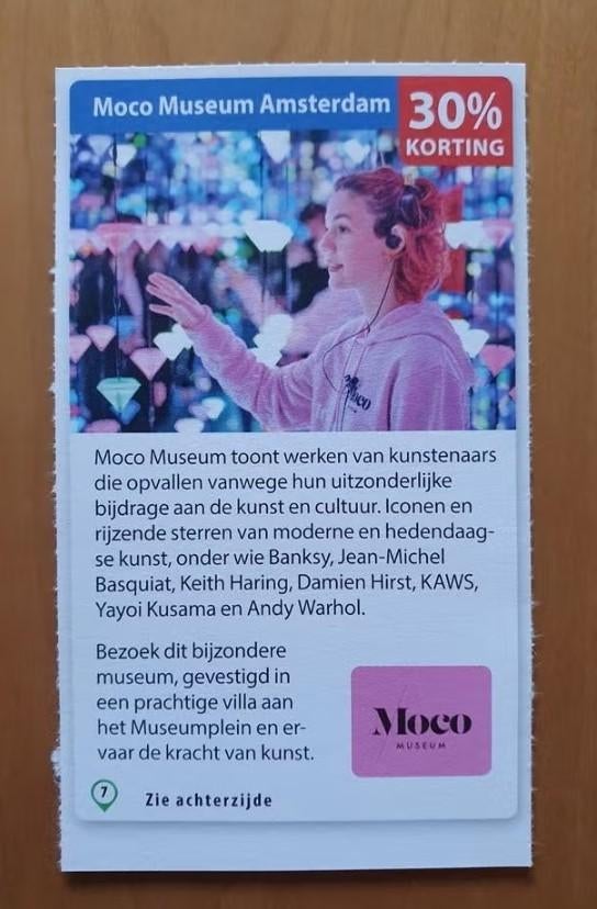 Moco Museum Amsterdam 30% korting, Tickets en Kaartjes, Musea, Drie personen of meer, Kortingskaart