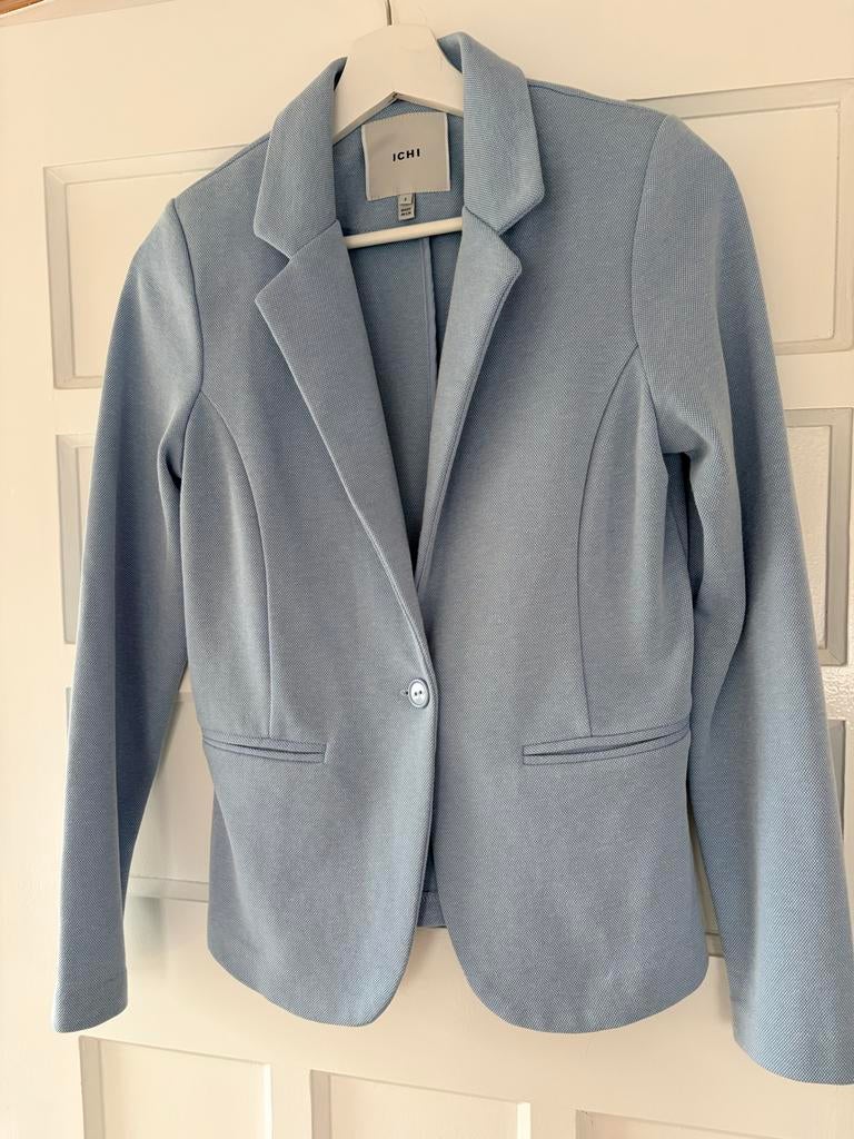 Lichtblauwe blazer dames Ichi - Maat S, Blauw, Ophalen of Verzenden, Zo goed als nieuw, Jasje