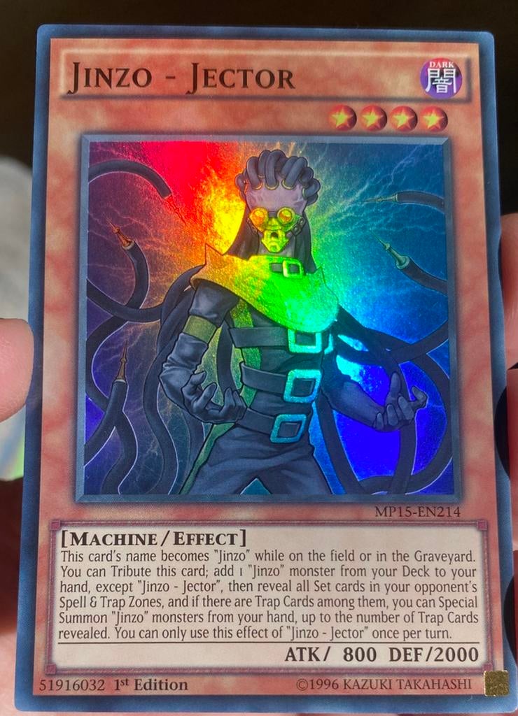 Yu-Gi-Oh! Jinzo - Jector MP15 1st Edition !, Hobby en Vrije tijd, Verzamelkaartspellen | Yu-gi-Oh!, Ophalen of Verzenden, Zo goed als nieuw