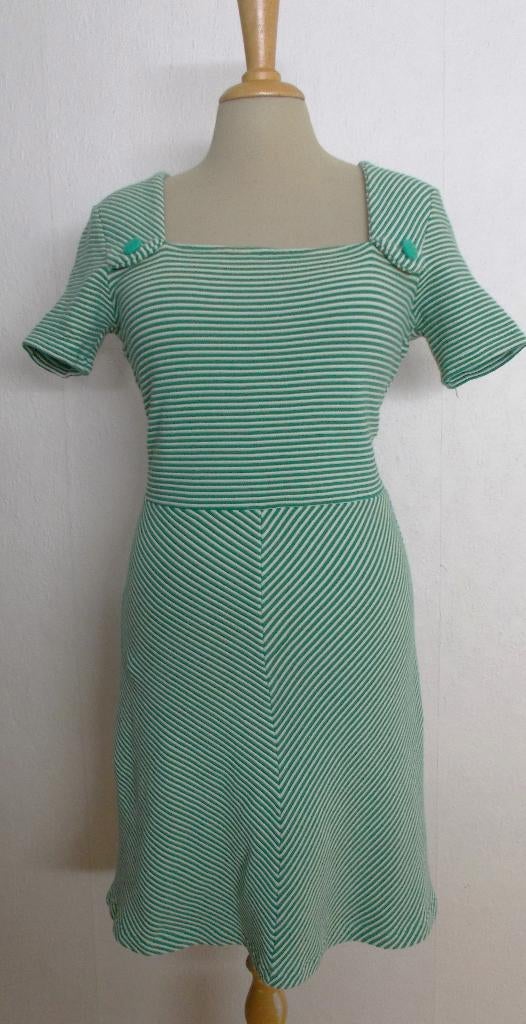 Groen/beige katoen jurkje van Who's that Girl! M, Kleding | Dames, Jurken, Maat 38/40 (M), Verzenden, Zo goed als nieuw, Knielengte