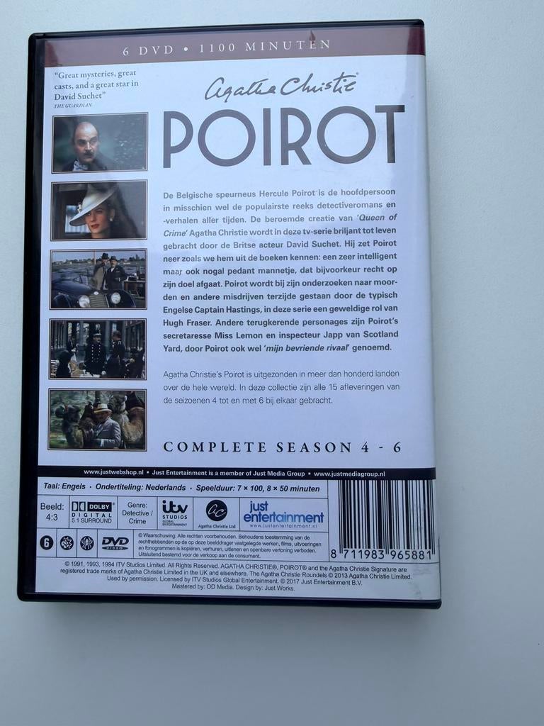 Te koop de complete collectie van de Poirot serie op DVD NL, Boxset, Drama, Ophalen of Verzenden, Zo goed als nieuw