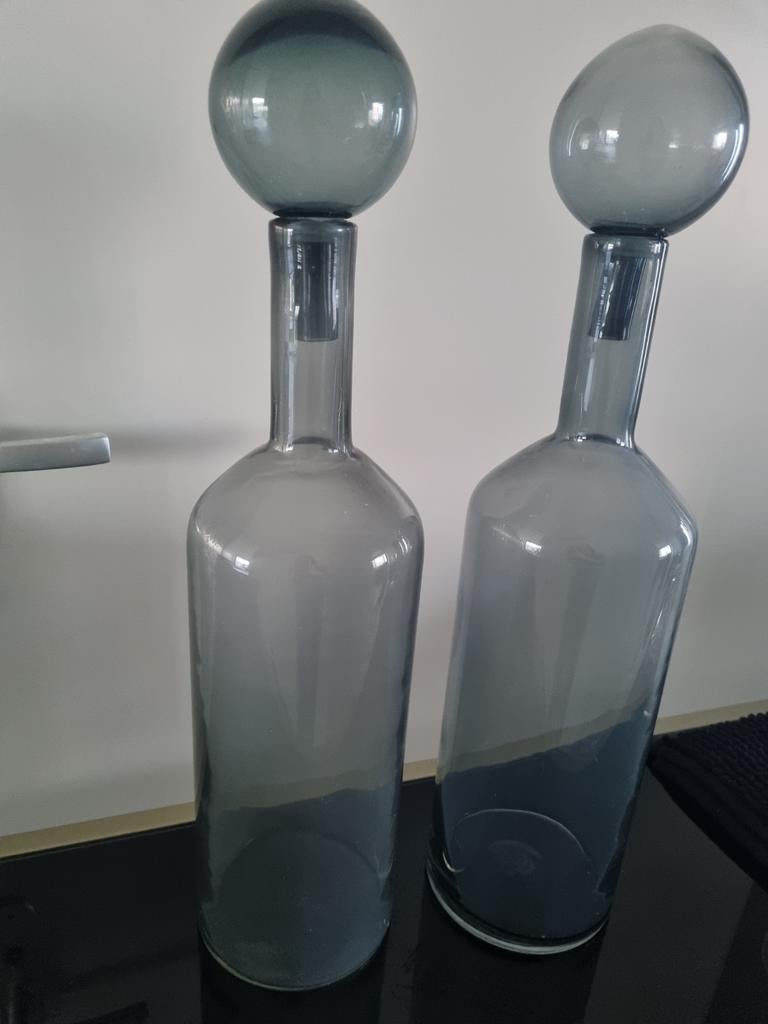 Pols Potten flessen met stop, 2 stuks, lichtgrijs, Ophalen of Verzenden, Zo goed als nieuw, Overige kleuren, Glas