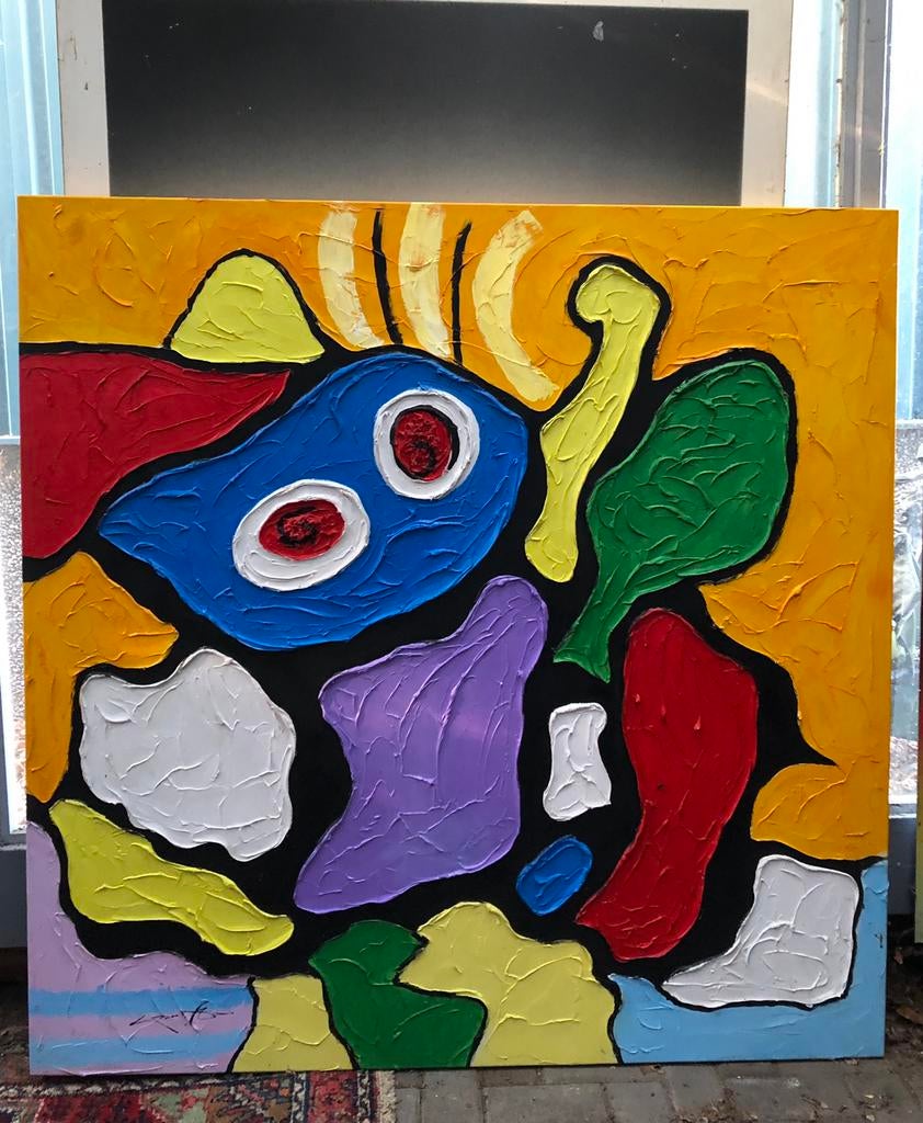 Geweldig CoBrA ART paneel Studio Paramount 1.50 x 1.50 M., Antiek en Kunst, Kunst | Schilderijen | Modern, Ophalen