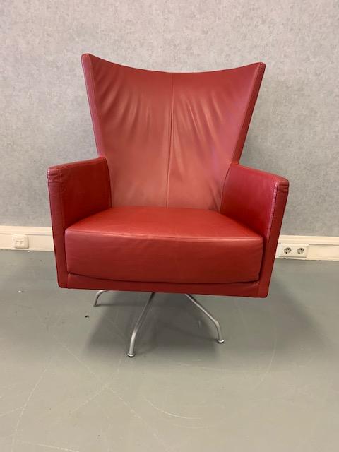 1x Montis Romeo rood leder - draaifauteuil, Niet ingevuld, Niet ingevuld, Leer, Zo goed als nieuw