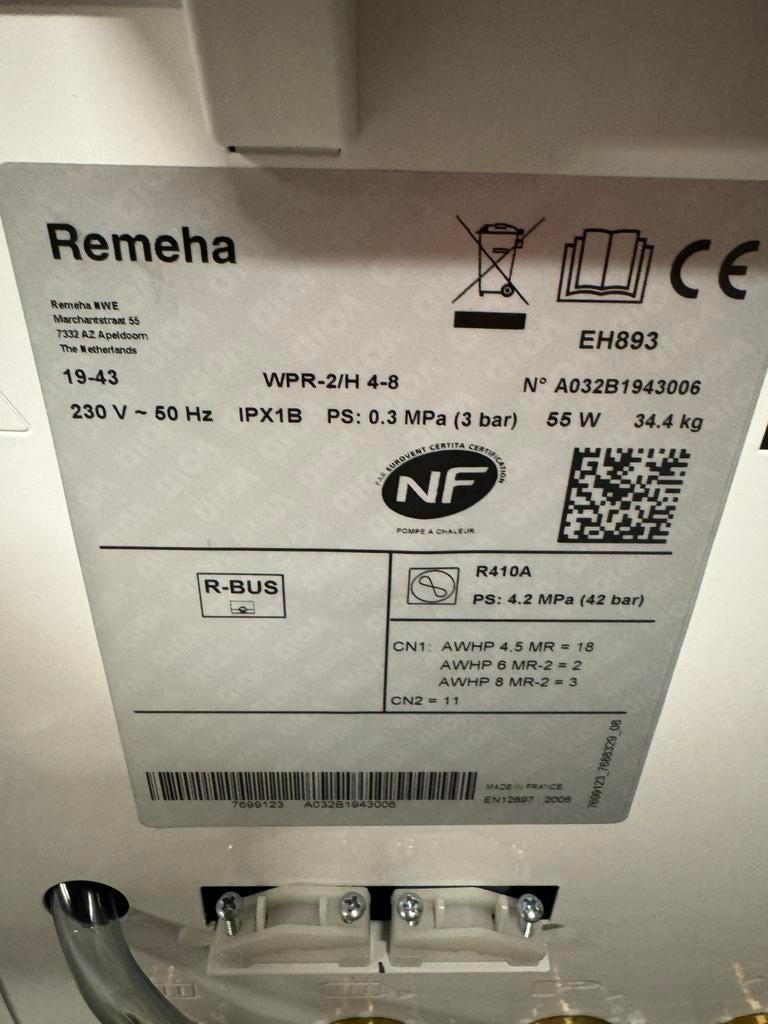 Remeha warmtepomp mercuria binnendeel nieuw, Doe-het-zelf en Verbouw, Verwarming en Radiatoren, Ophalen, Minder dan 30 cm, Overige typen