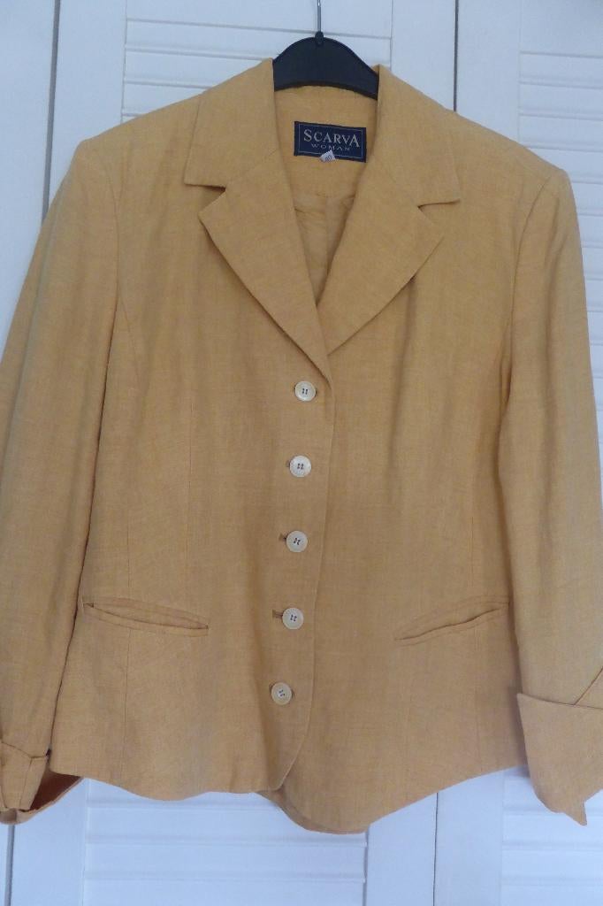 Prachtig geel linnen colbertje van SCARVA Woman, Kleding | Dames, Maat 38/40 (M), Geel, Ophalen of Verzenden, Zo goed als nieuw