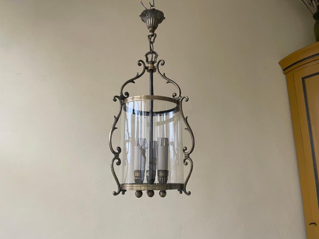 Hallamp Hallantaarn Hanglamp Lanttarn messing Antiek Frans, Ophalen