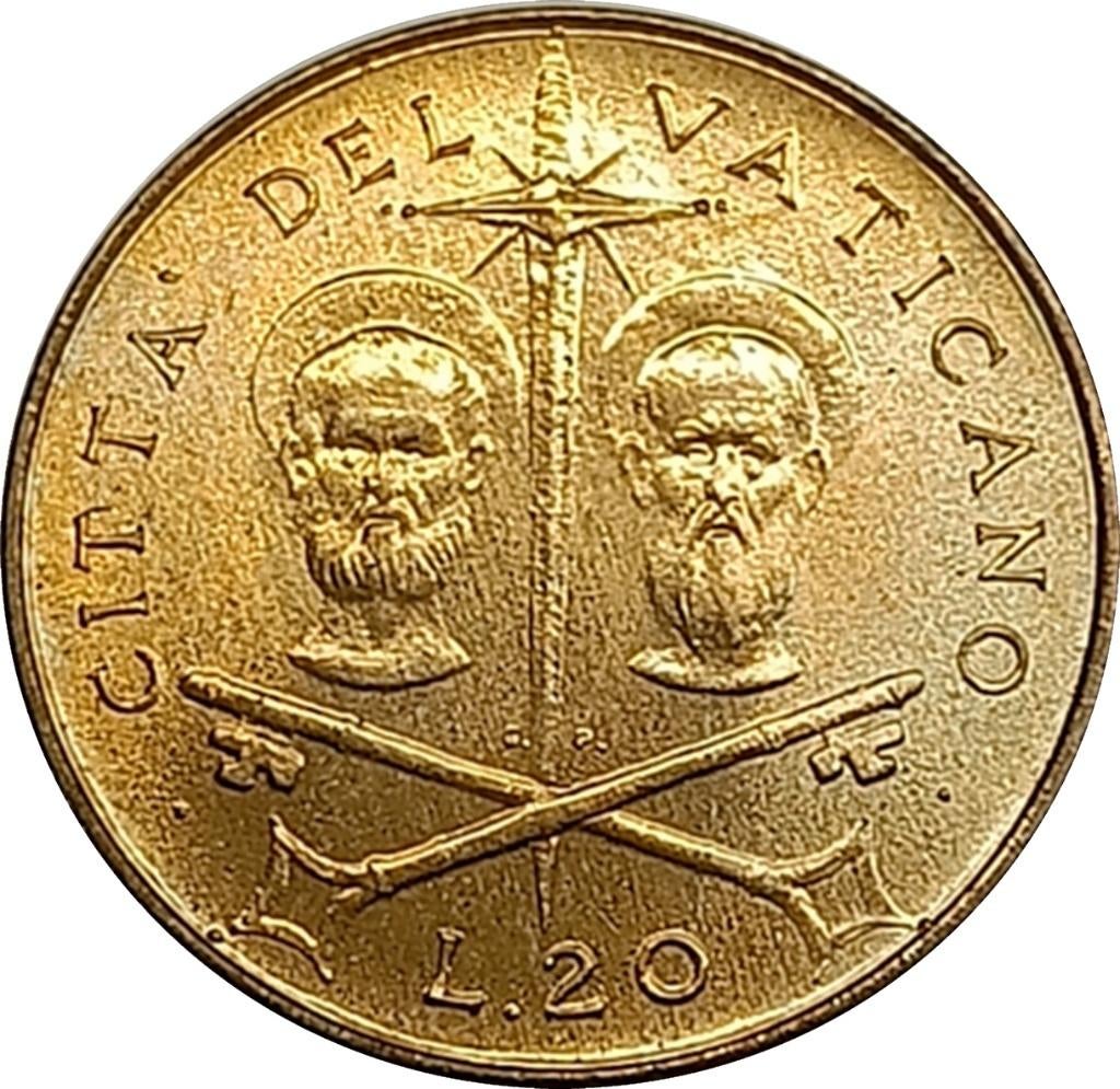 Vaticaan 20 lire 1967, Verzenden, Overige landen, Losse munt