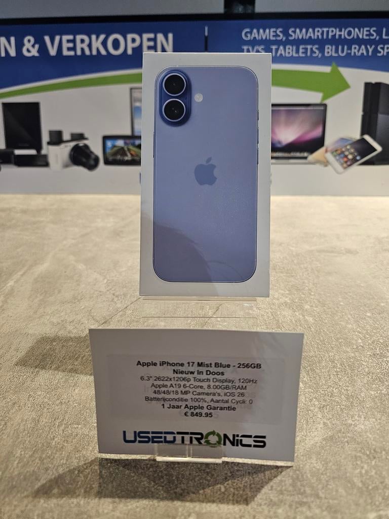 Apple iPhone 17 Mist Blue 256GB Nieuw in doos, Ophalen of Verzenden, Nieuw, Blauw, 256 GB
