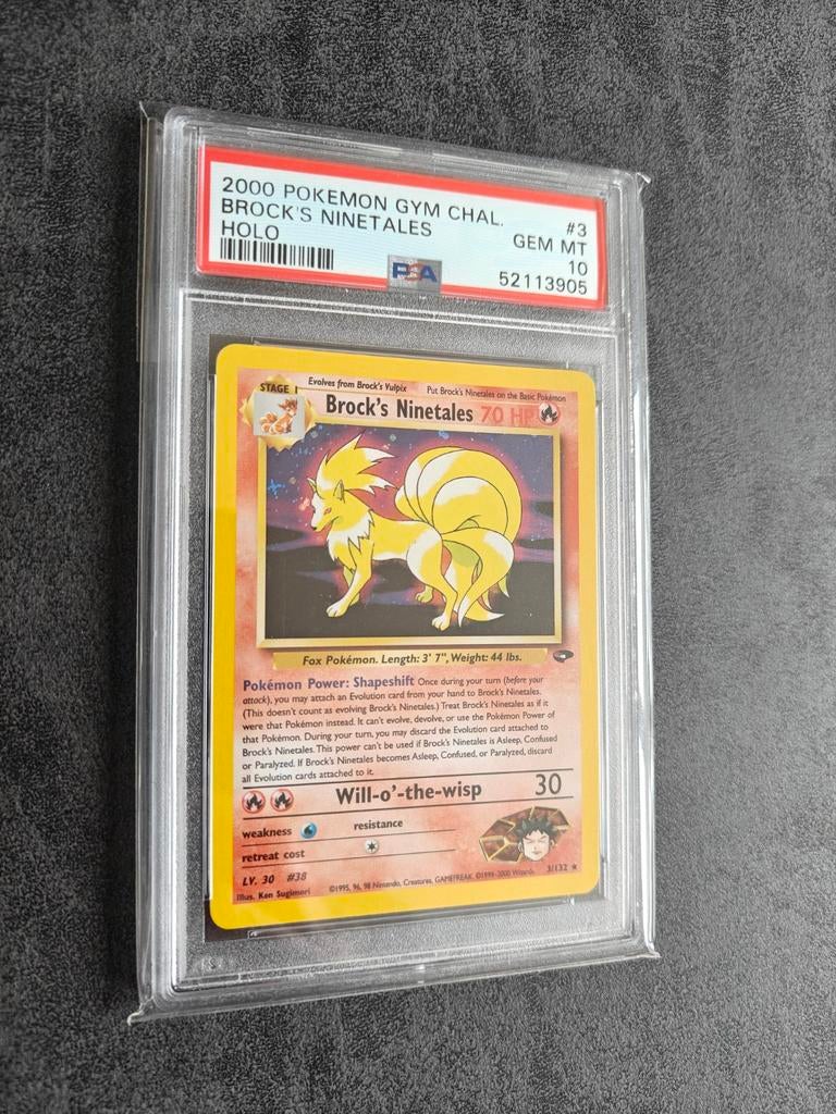 Brock's Ninetales Holo PSA 10 Gym Challenge, Hobby en Vrije tijd, Verzamelkaartspellen | Pokémon, Ophalen of Verzenden, Zo goed als nieuw