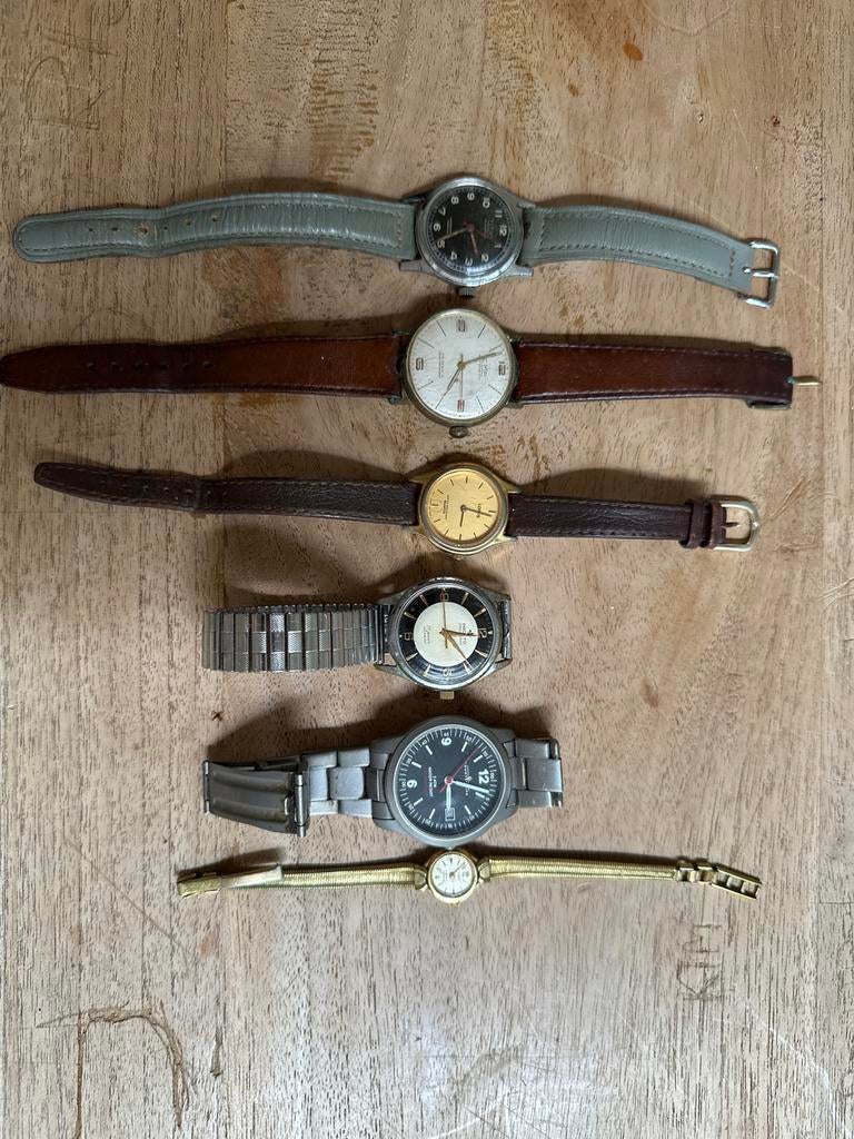 Partij vintage horloges – 6 stuks – heren & dames, Overige merken, Overige materialen, Polshorloge, Ophalen of Verzenden