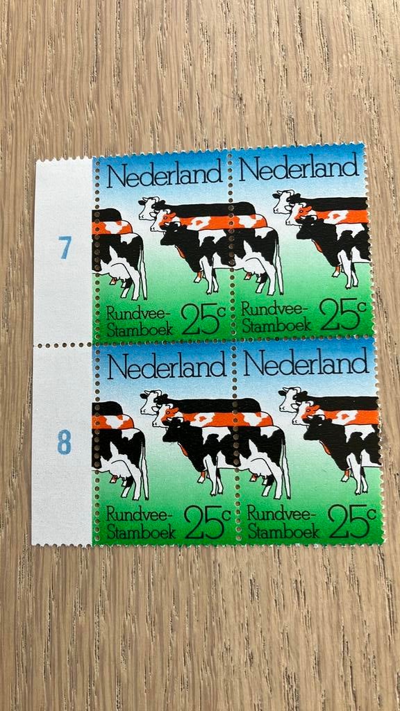 NVPH nr 1052 postfris blok van 4, koeien doorlopers!, Postzegels en Munten, Ophalen of Verzenden, Na 1940, Postfris