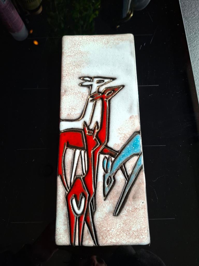 Vintage Ruscha Keramiek Wandplaat Hertjes - 1960 Duitsland, Antiek en Kunst, Ophalen of Verzenden