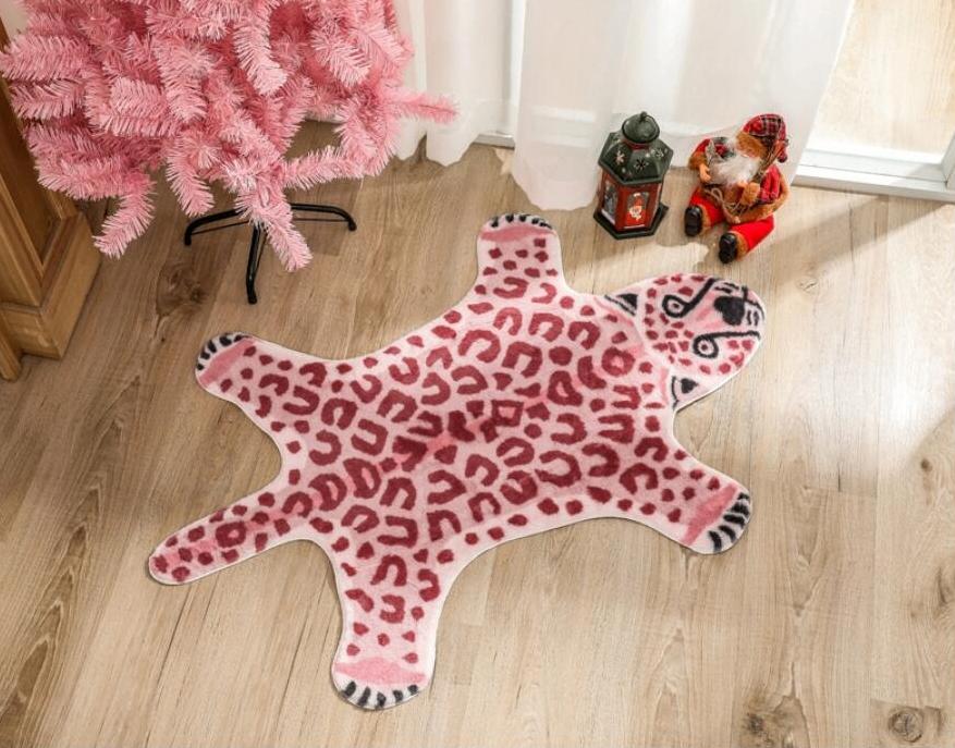 Roze Luipaard Vloerkleed / Dieren Kleed Mat Vloermat Badmat, Verzenden, Nieuw, Overige vormen, 100 tot 150 cm