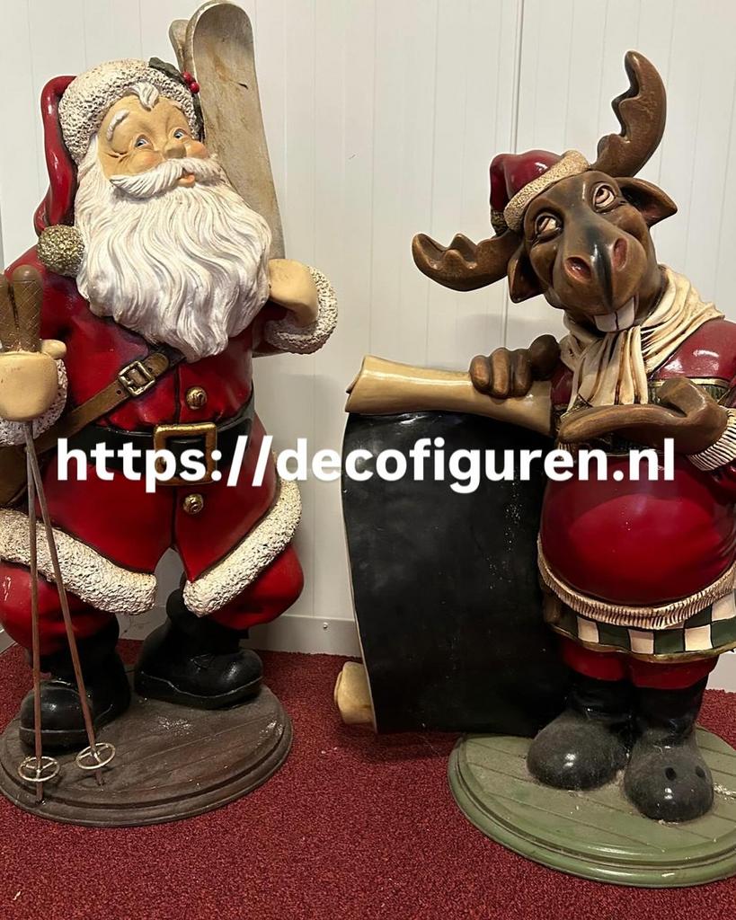 Kerstman en rendier vintage beelden decoratie deco, Diversen, Kerst, Ophalen, Nieuw, Nb, Nb
