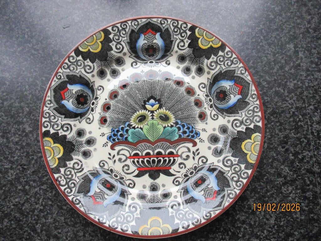 PAUWEN- BORD MET KLEUREN- HOLLANDS DECOR HAARLEM- MAASTRICHT, Ophalen of Verzenden