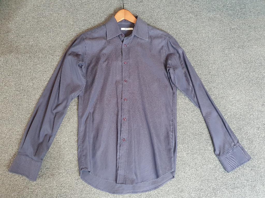 Hema overhemd blauw/paars maat 37/38 ZGAN, Hema, Blauw, Halswijdte 38 (S) of kleiner, Ophalen of Verzenden