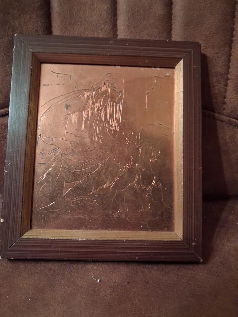 Koperen Ets In Lijst - Bijbels Tafereel - Mid-Century, Antiek en Kunst, Ophalen of Verzenden, Koper