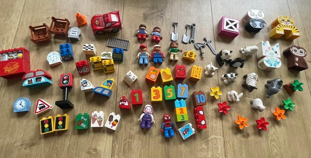 Duplo dieren, poppetje, cars, Spiderman,eenhoorn aap, Ophalen of Verzenden, Zo goed als nieuw, Duplo