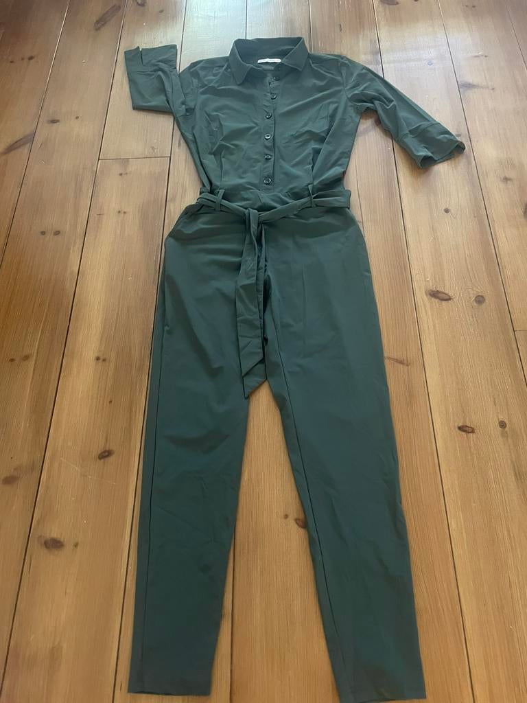Mooie armygroene travelstof jumpsuit Studio Anneloes, L, Kleding | Dames, Verzenden, Zo goed als nieuw, Maat 42/44 (L), Groen