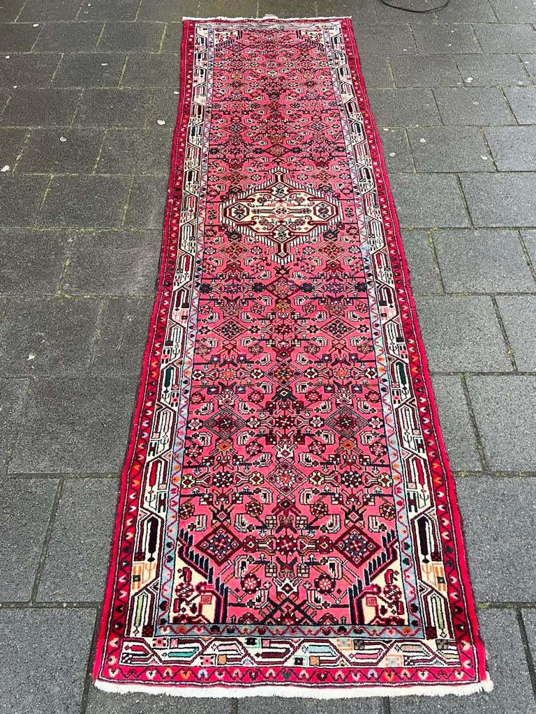 Vintage Perzisch tapijt - Roze loper 80x290 cm, Gebruikt, 200 cm of meer, Rechthoekig, Rood