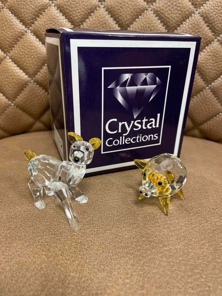 Crystal Collections beeldjes hert en varken, Ophalen of Verzenden, Gebruikt, Wild dier, Beeldje of Figuurtje