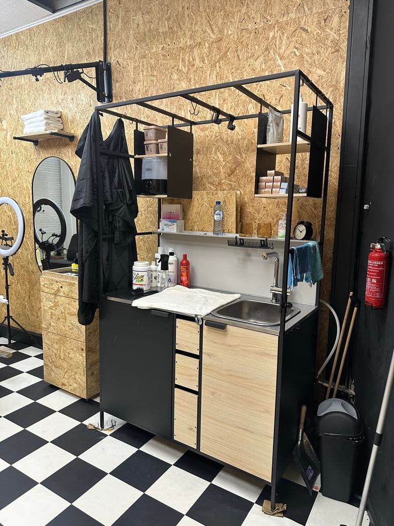 IKEA ASPINGE Kitchenette - Compacte en complete keuken, Ophalen, Gebruikt, Zwart, Enkelwandige keuken