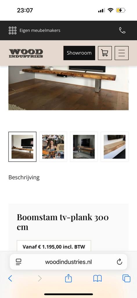 Boomstam tv plank 300 cm, Ophalen, Minder dan 25 mm, Zo goed als nieuw, Plank
