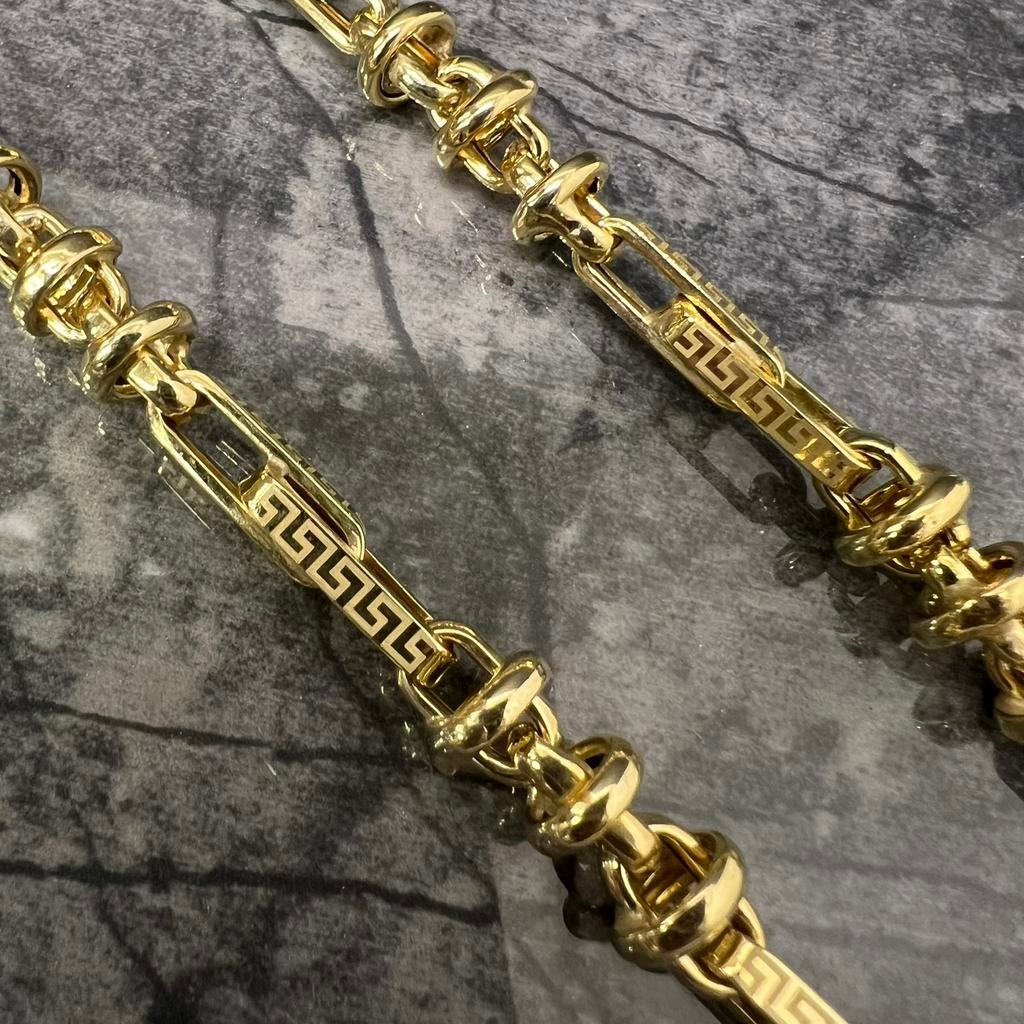 14k gouden ketting heren monte carlo schakel versace, Sieraden, Tassen en Uiterlijk, Kettingen, Ophalen of Verzenden, Zo goed als nieuw