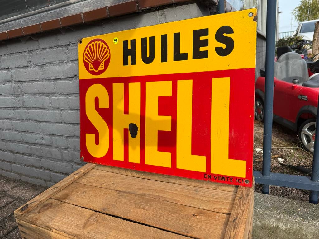 Vintage Shell Huiles Emaille Reclamebord, Ophalen