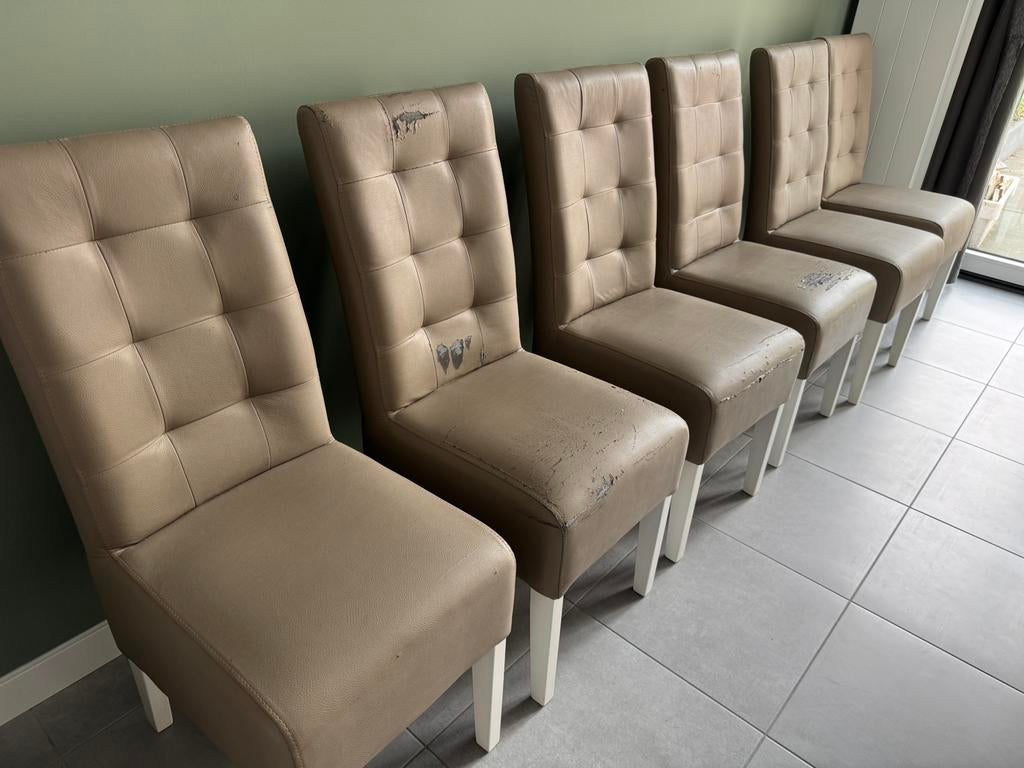 6 eetkamerstoelen, hoge rugleuning, Huis en Inrichting, Ophalen, Overige materialen, Gebruikt, Overige kleuren