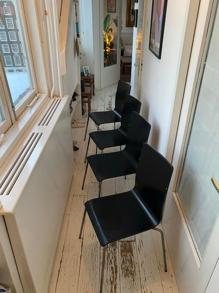 Vintage IKEA Martin Kantinestoelen Set (4x) Zwart - 1999, Huis en Inrichting, Stoelen, Gebruikt, Zwart, Scandinavian, Vier