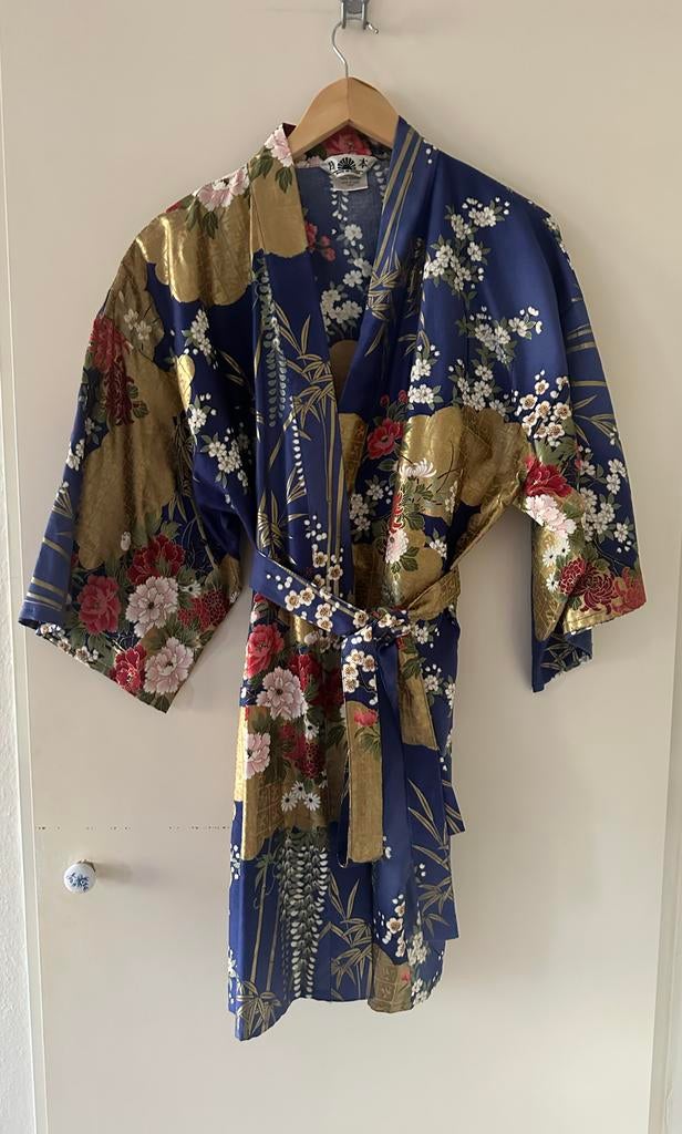 Kimono blauw met bloemen - Maat M, Ophalen of Verzenden, Nieuw, Maat 38/40 (M)
