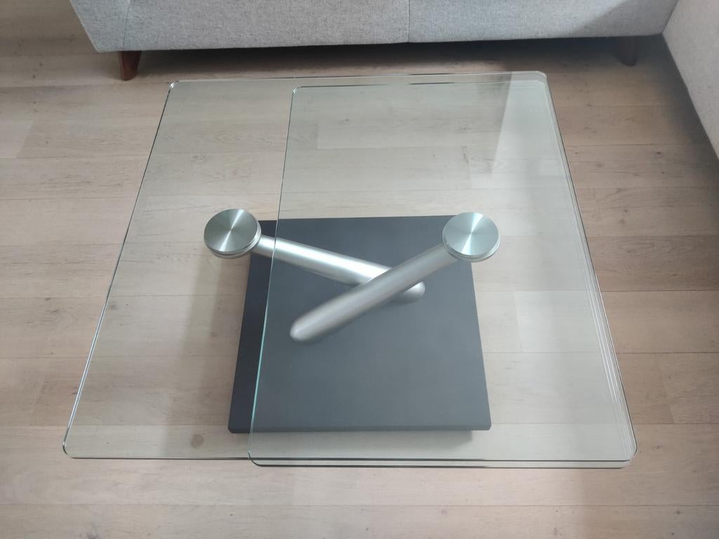 Naos Coffee Break Salontafel - Draaibare Glasplaten, Ophalen, Gebruikt, 50 tot 100 cm, Vierkant
