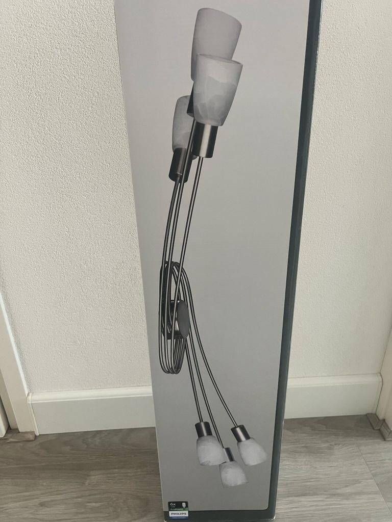 Plafondlamp (nieuw in doos - geborstelde staal), Ophalen, Nieuw, Glas