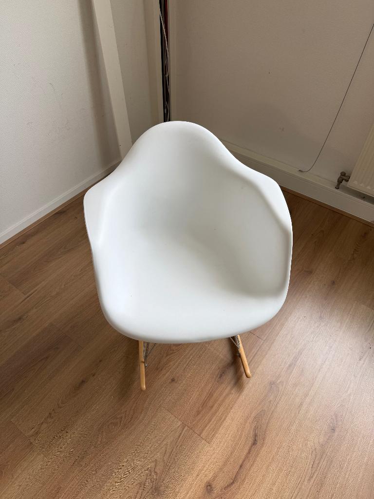 Schommelstoel met kuip Vitra Eames RAR lookalike, Ophalen, Hout, Wit, Design